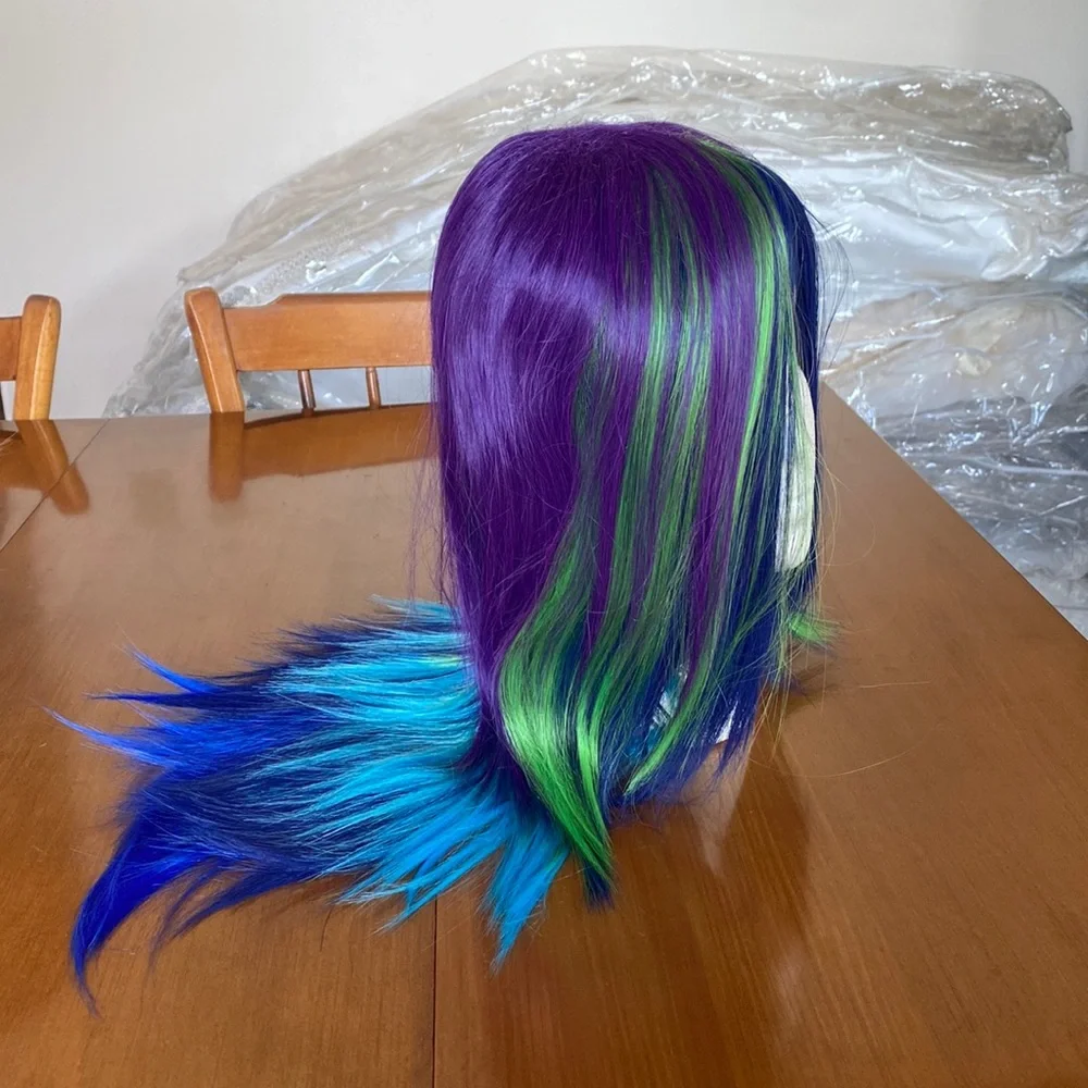 Mermaid multi color wig purple blue green Cosplay dancer costume - Picture 4 of 5